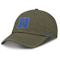 Men's Nike Olive Duke Blue Devils 2024 Military Appreciation Club Adjustable Hat