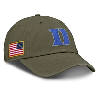 Men's Nike Olive Duke Blue Devils 2024 Military Appreciation Club Adjustable Hat