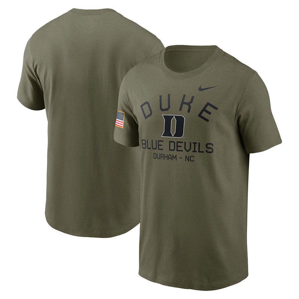 T-shirt de performance Nike Olive Duke Blue Devils 2024 Military Appreciation pour homme