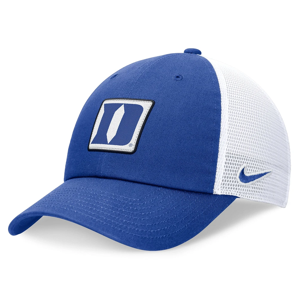 Casquette réglable Nike Royal/White Duke Blue Devils Primetime Club Trucker pour homme