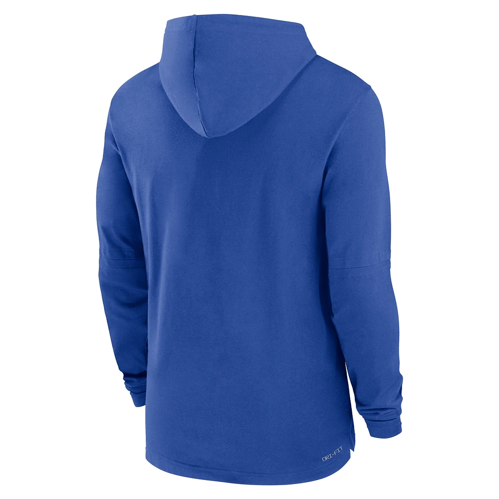 Men's Nike Royal Duke Blue Devils 2024 Sideline Hoodie Performance Long Sleeve T-Shirt