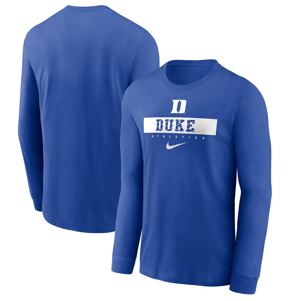 T-shirt à manches longues Nike Royal Duke Blue Devils 2024 Sideline Legend Performance pour homme