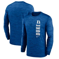 T-shirt à manches longues Nike Royal Duke Blue Devils Sideline Velocity Performance pour homme