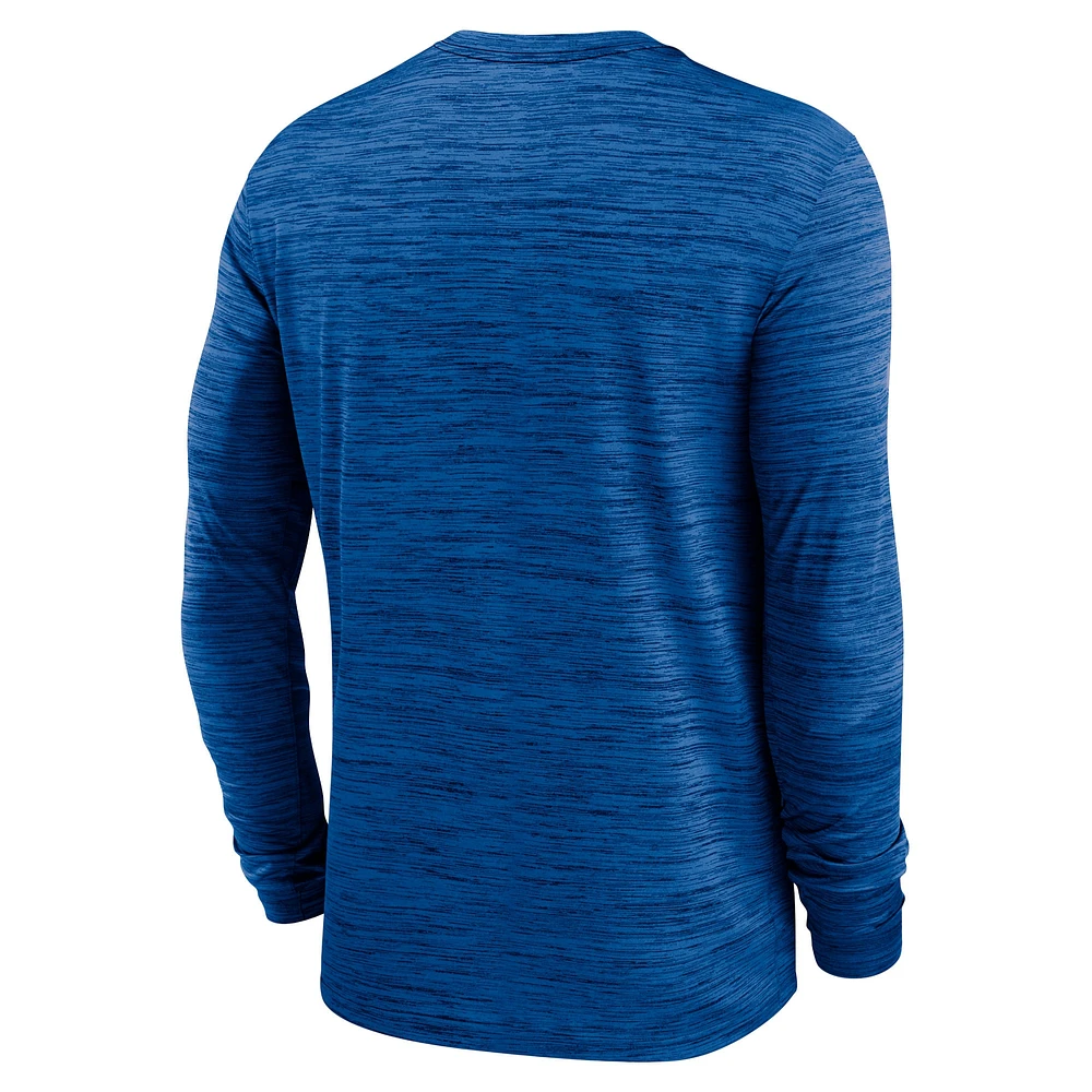 T-shirt à manches longues Nike Royal Duke Blue Devils Sideline Velocity Performance pour homme