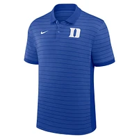 Polo Nike Royal Duke Blue Devils pour homme, coupe début de saison 2025, motif Victory Stripe, entraîneurs