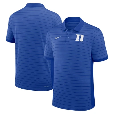 Polo Nike Royal Duke Blue Devils pour homme, coupe début de saison 2025, motif Victory Stripe, entraîneurs