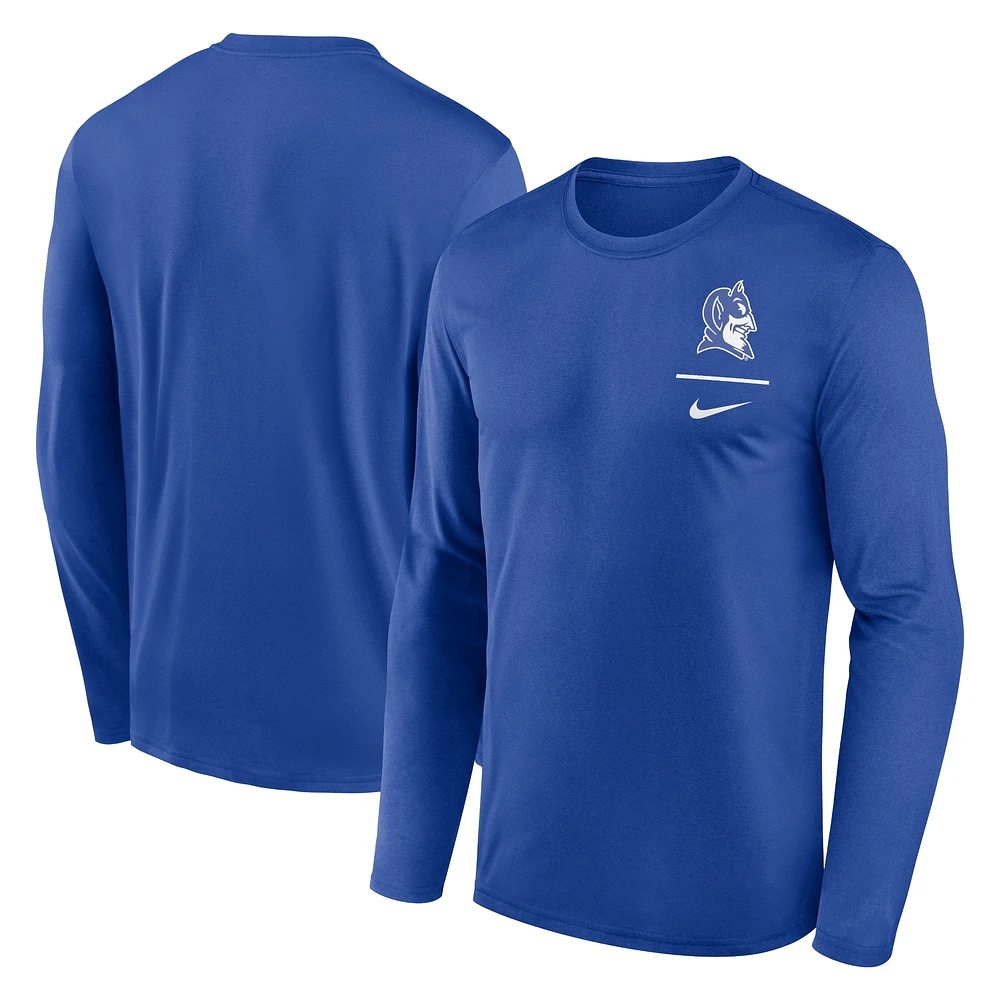 T-shirt à manches longues Nike Royal Duke Blue Devils Alternate Logo Lockup Legend Performance pour homme