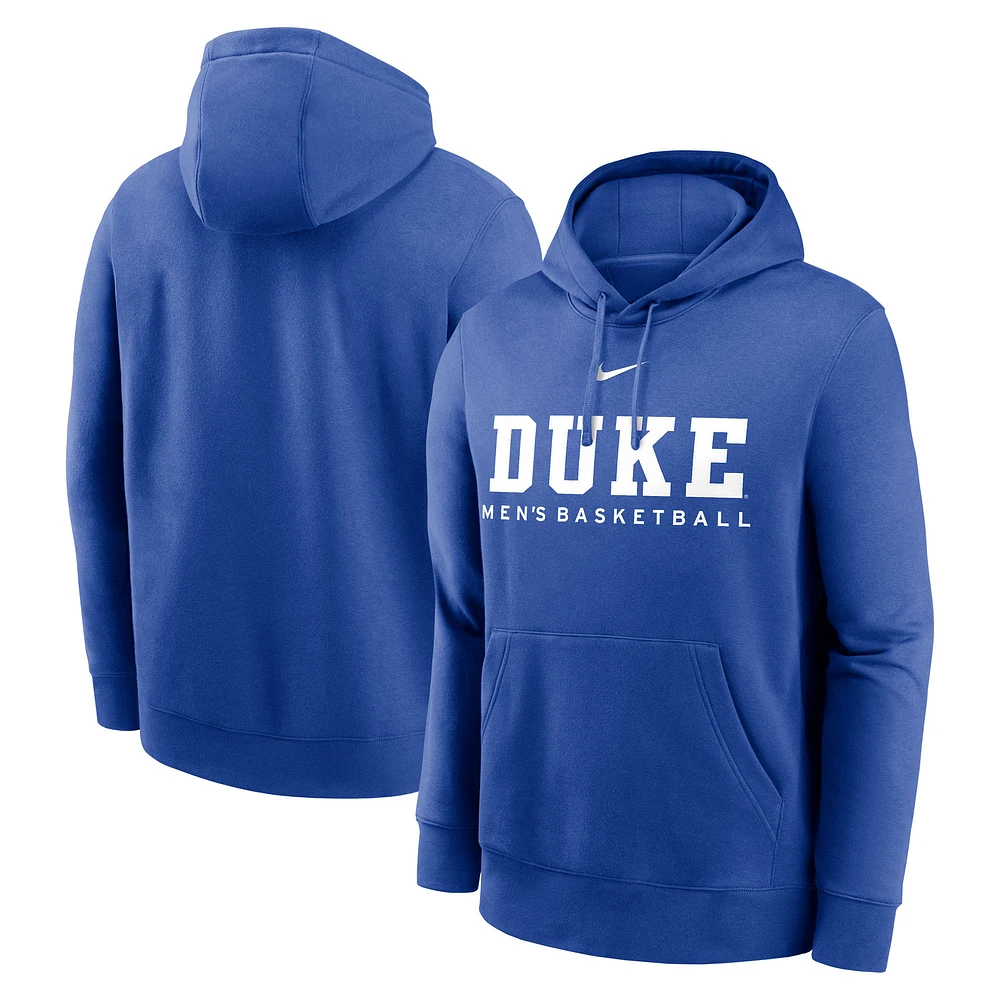 Men's Nike Royal Duke Blue Devils Basketball Stack Club Fleece Pullover