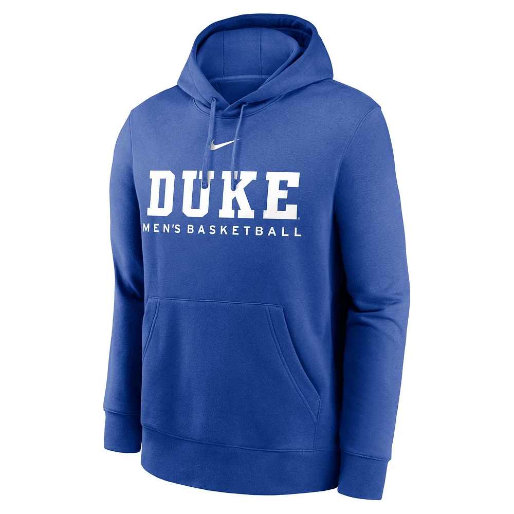 Men's Nike Royal Duke Blue Devils Basketball Stack Club Fleece Pullover