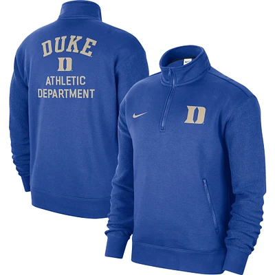 Sweat-shirt Nike Royal Duke Blue Devils Campus Athletic Department à quart de zip pour homme