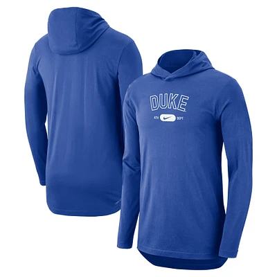 T-shirt à capuche Nike Royal Duke Blue Devils Campus Performance Tri-Blend manches longues pour homme