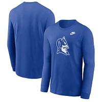 T-shirt à manches longues avec logo principal Nike Royal Duke Blue Devils Legacy pour homme