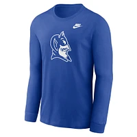 T-shirt à manches longues avec logo principal Nike Royal Duke Blue Devils Legacy pour homme