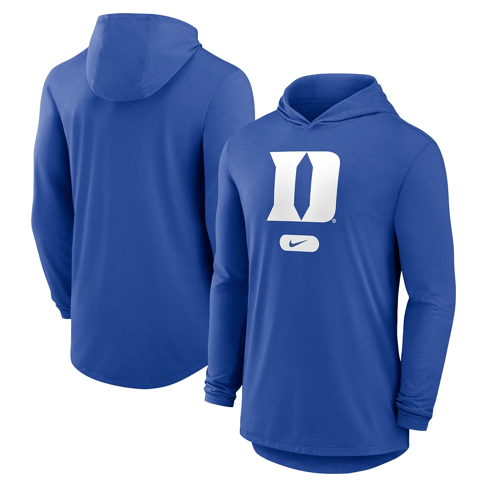 T-shirt à capuche manches longues Nike Royal Duke Blue Devils pour homme