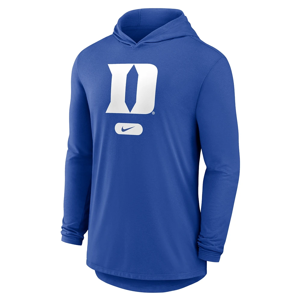 T-shirt à capuche manches longues Nike Royal Duke Blue Devils pour homme