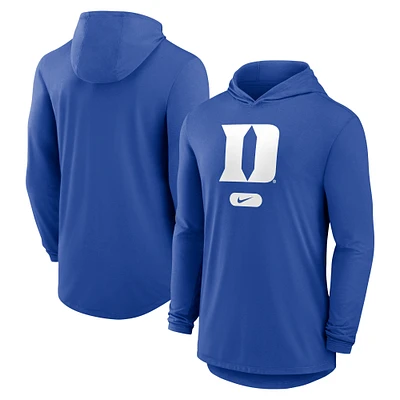 Men's Nike Royal Duke Blue Devils Lightweight Performance Long Sleeve Hoodie T-Shirt