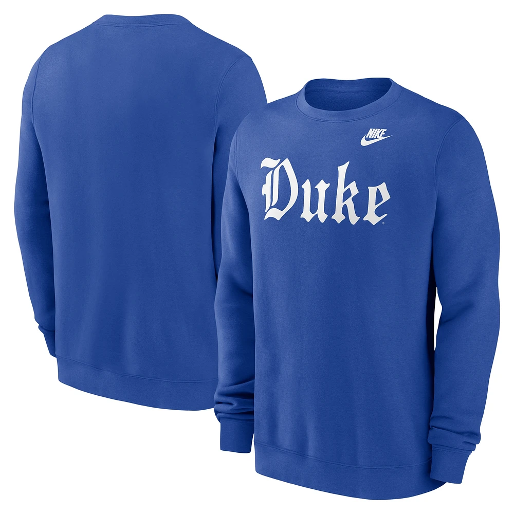 Sweat-shirt à enfiler Nike Royal Duke Blue Devils Old English pour homme