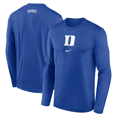 T-shirt à manches longues Nike Royal Duke Blue Devils On-Court Basketball Shootaround Performance pour homme