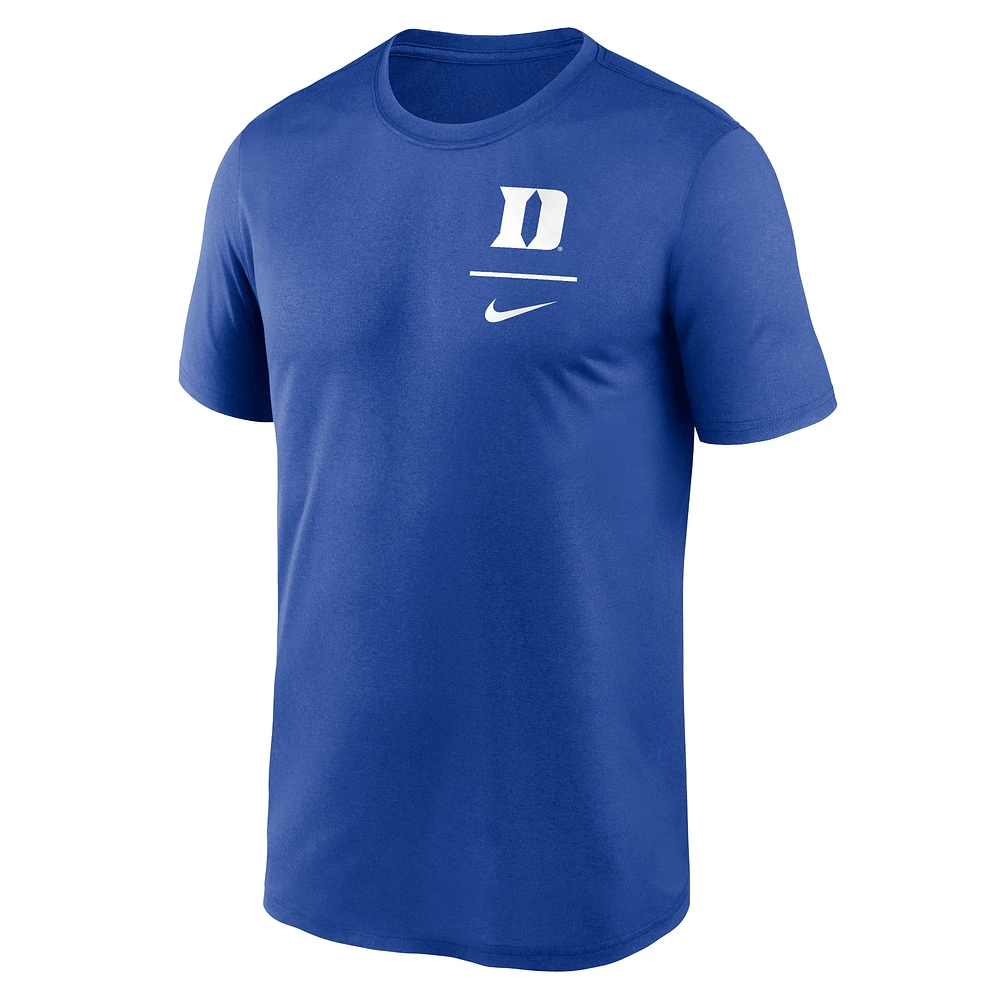 T-shirt Nike Royal Duke Blue Devils pour homme avec logo principal Legend Performance