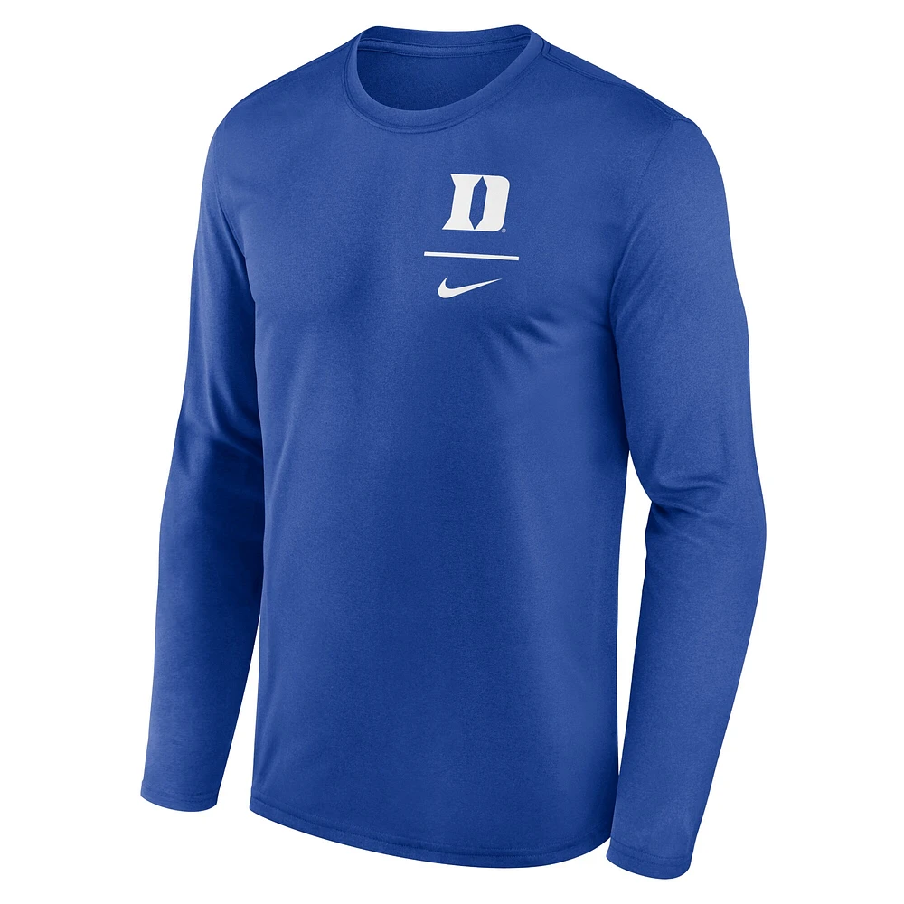 T-shirt à manches longues Nike Royal Duke Blue Devils Primary Stack Legend pour homme