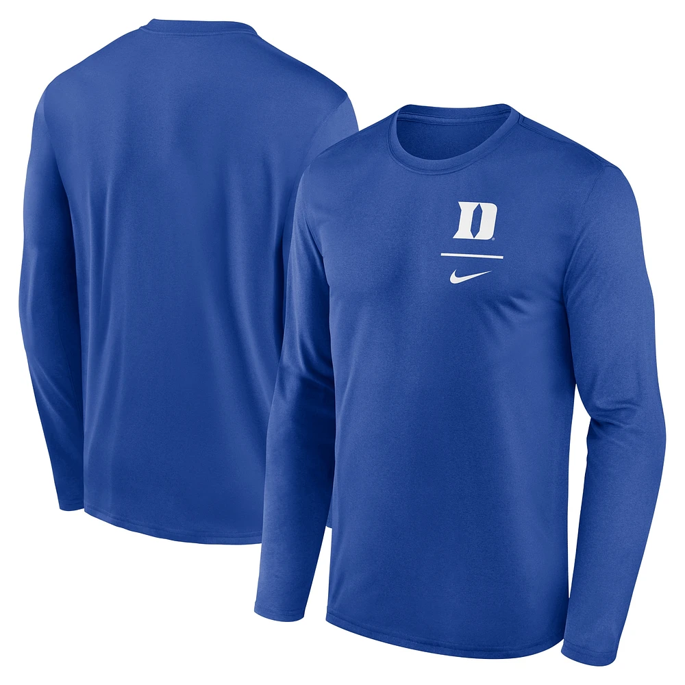T-shirt à manches longues Nike Royal Duke Blue Devils Primary Stack Legend pour homme