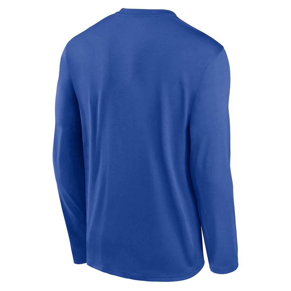 Men's Nike  Royal Duke Blue Devils Primetime Center Lockup Two-Hit Legend Long Sleeve T-Shirt