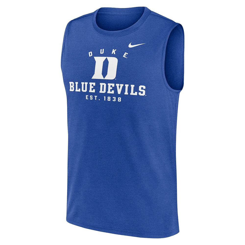 Men's Nike Royal Duke Blue Devils Primetime Legend Lock Up Performance Muscle Tank Top