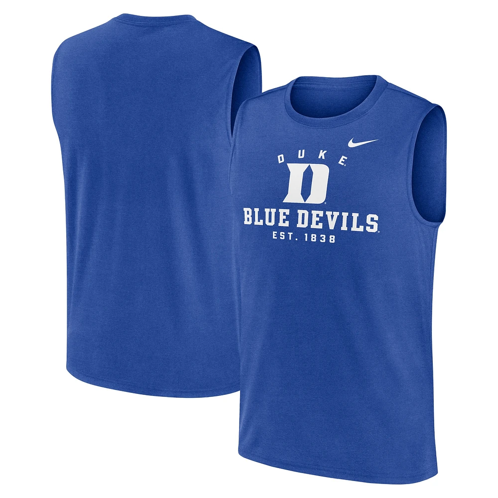 Men's Nike Royal Duke Blue Devils Primetime Legend Lock Up Performance Muscle Tank Top