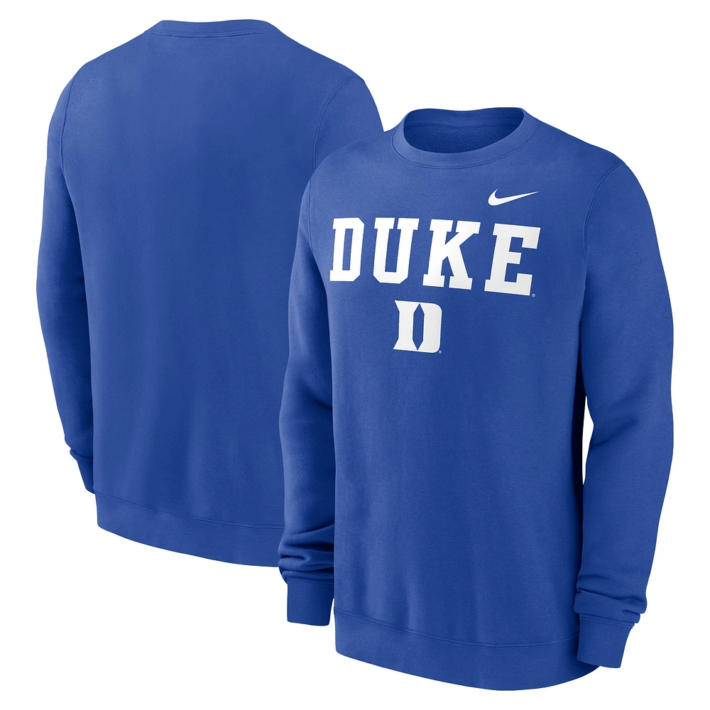 Men's Nike Royal Duke Blue Devils Primetime Primary Stack Pullover Sweatshirt