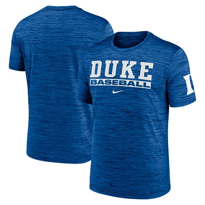 T-shirt Nike Royal Duke Blue Devils Velocity Baseball Wordmark Stack Performance pour homme