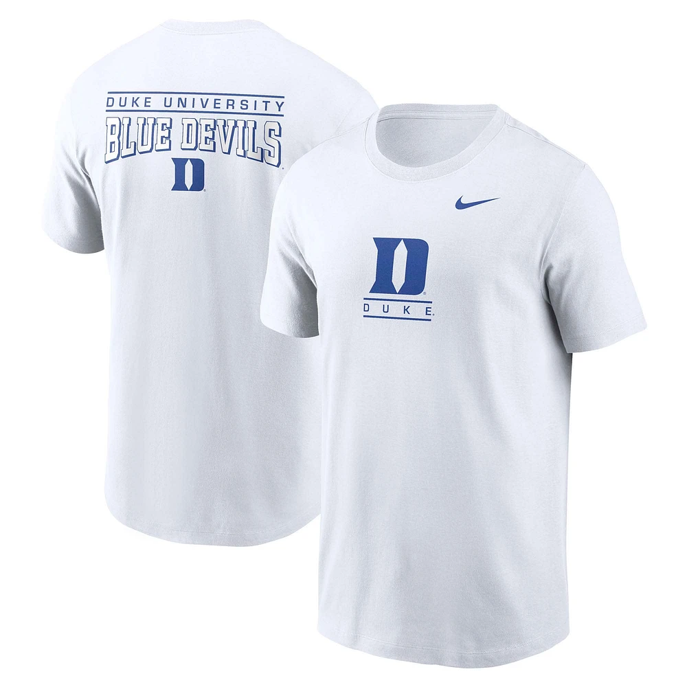 Men's Nike White Duke Blue Devils 2-Hit T-Shirt