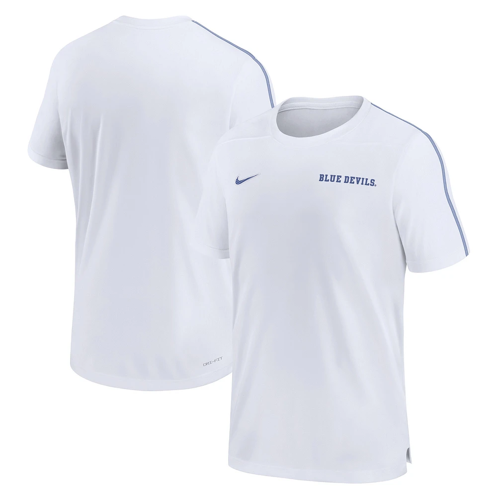 Men's Nike White Duke Blue Devils 2024 Sideline Coach Performance Top