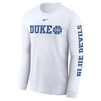 Men's Nike  White Duke Blue Devils Basketball Icon Two-Hit Long Sleeve T-Shirt