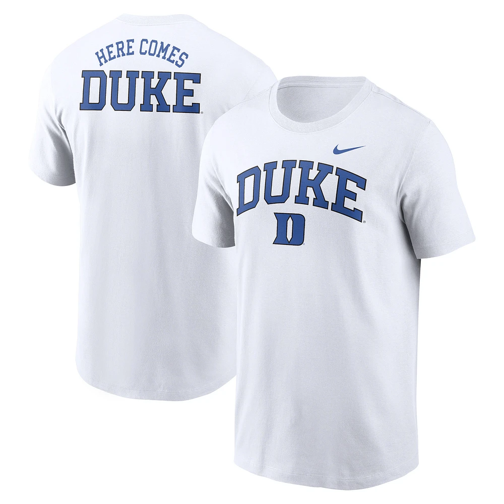 T-shirt Nike Duke Blue Devils Blitz 2-Hit pour homme blanc