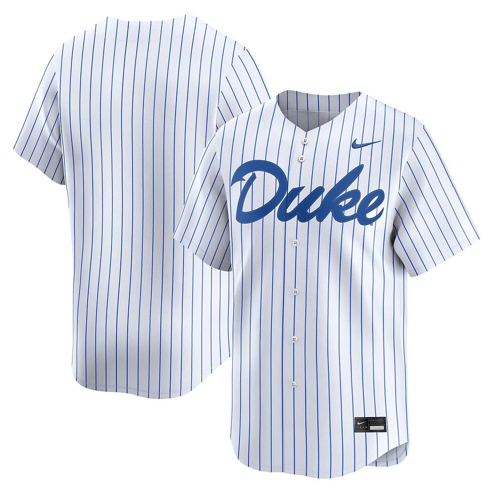 Men's Nike White Duke Blue Devils Home College Limited Baseball Jersey