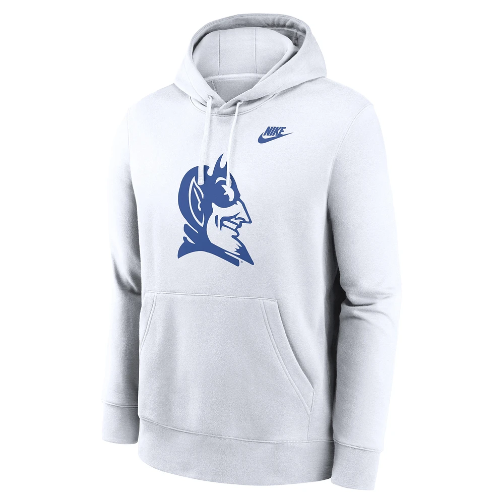 Men's Nike White Duke Blue Devils Legacy Logo Club Fleece Pullover Hoodie