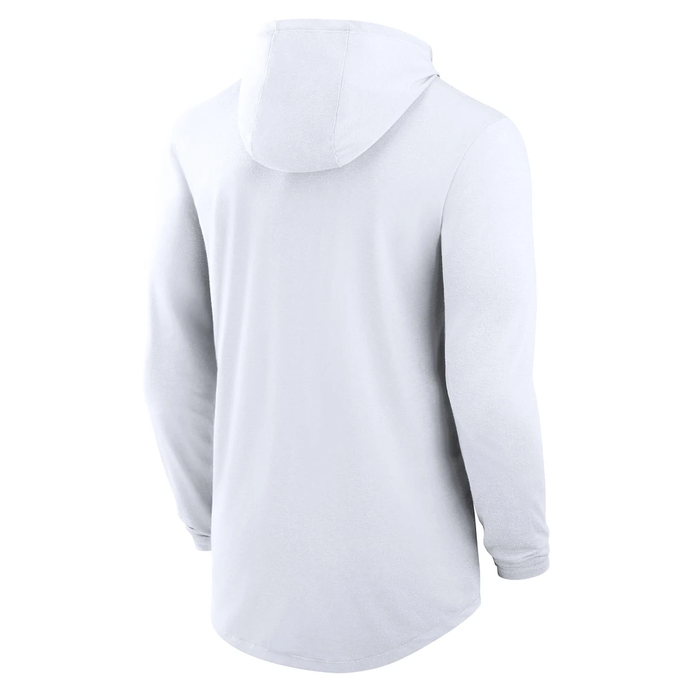 Men's Nike White Duke Blue Devils Lightweight Performance Long Sleeve Hoodie T-Shirt