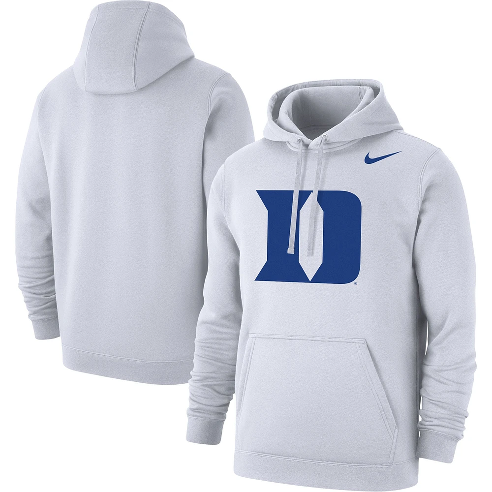 Men's Nike White Duke Blue Devils Logo Club Pullover Hoodie