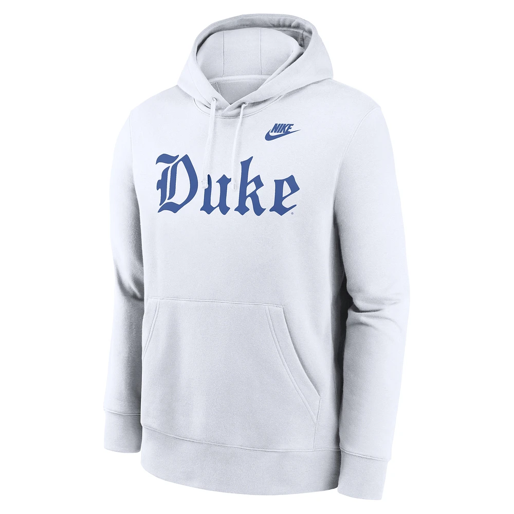 Men's Nike White Duke Blue Devils Old English Pullover Hoodie