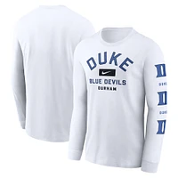 Men's Nike White Duke Blue Devils Primetime Classic Location Long Sleeve T-Shirt