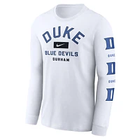 Men's Nike White Duke Blue Devils Primetime Classic Location Long Sleeve T-Shirt