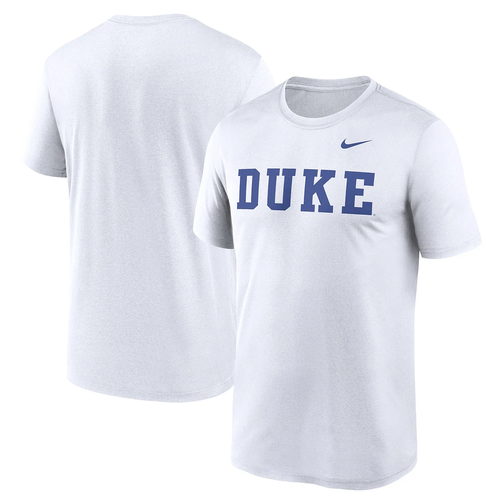 T-shirt Nike blanc Duke Blue Devils Primetime Legend Wordmark pour homme