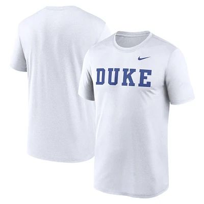 T-shirt Nike blanc Duke Blue Devils Primetime Legend Wordmark pour homme