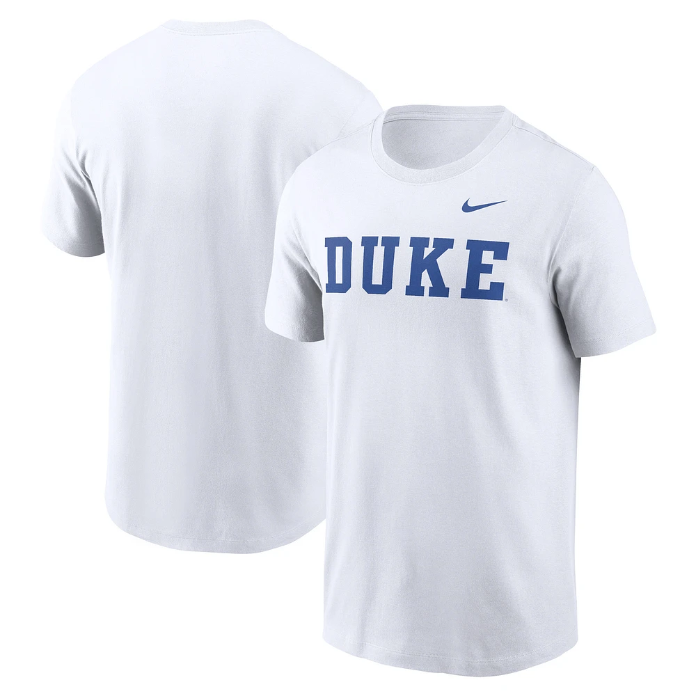 Men's Nike White Duke Blue Devils Primetime Wordmark T-Shirt