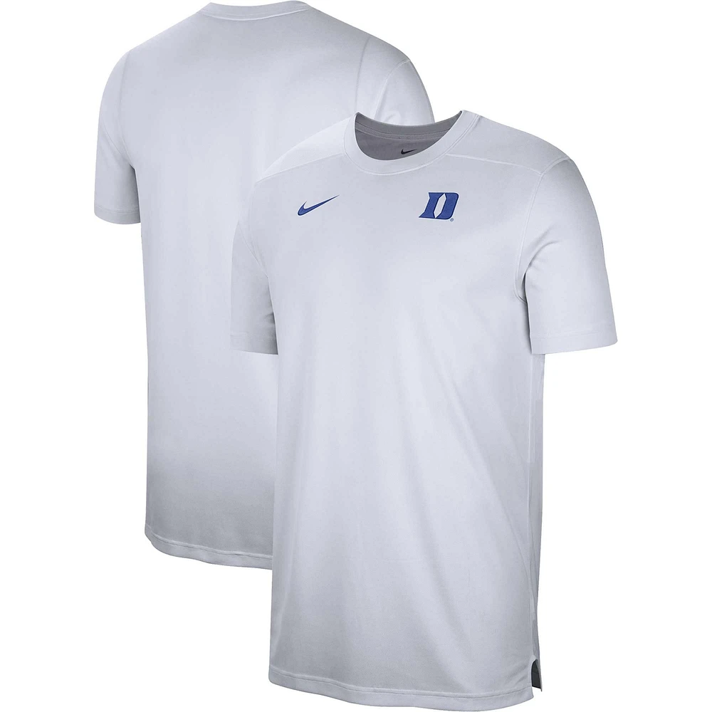 Men's Nike  White Duke Blue Devils Sideline Coaches Performance Top