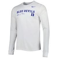 Men's Nike White Duke Blue Devils Team Practice Performance Long Sleeve T-Shirt