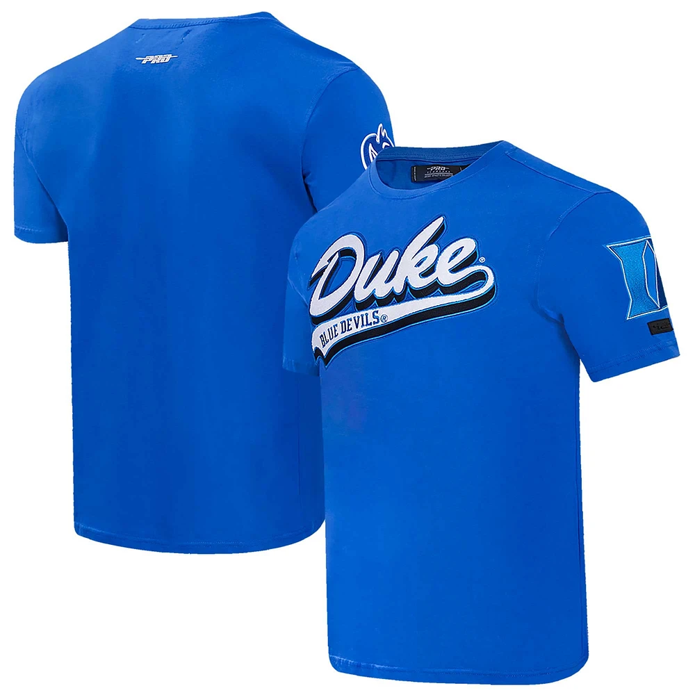 T-shirt Pro Standard Royal Duke Blue Devils Script Tail pour hommes