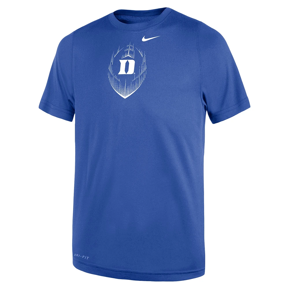 T-shirt de performance football Nike Royal Duke Blue Devils Legend pour tout-petit