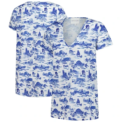 T-shirt à col en V pour femme Smith & Quinn White Duke Blue Devils Blake