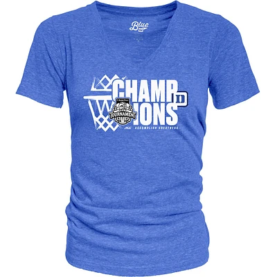 Women's Blue 84  Royal Duke Devils 2025 ACC Men's Basketball Conference Tournament Champions Tri-Blend V-Neck T-Shirt